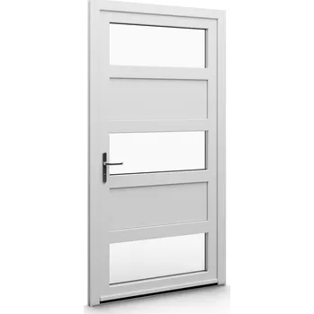 Vchodové dveře ALUPLAST Plastové jednokřídlové hlavní vchodové dveře bílé 09 Otvírání: Pravé, Šířka v cm: 85, Výška v cm: 200