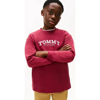 Chlapecké tričko Dětské bavlněné tričko s dlouhým rukávem Tommy Hilfiger KB0KB10052.128.176.PPY2 burgundské 93X, vel. 176