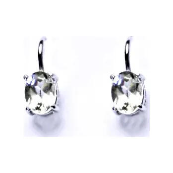 Náušnice Zlaté náušnice, bílé i žluté zlato, přírodní green ametyst 7x5 mm - NK 1246 (Zlaté náušnice s green ametystem)