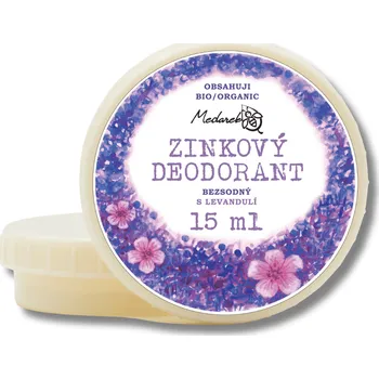 Medarek | Zinkový deodorant levandule Obsah: 15 ml bez sody • jemně vysušuje • bez ztužovačů • 100% přírodní • bez parabenů