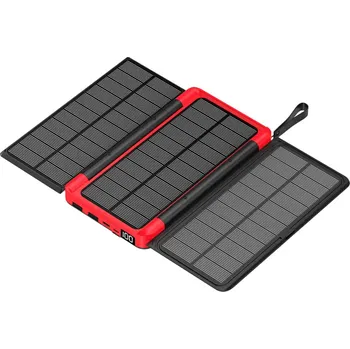 Powerbanka Skládací Solární 20000mAh Bezdrátová Powerbanka - Červená