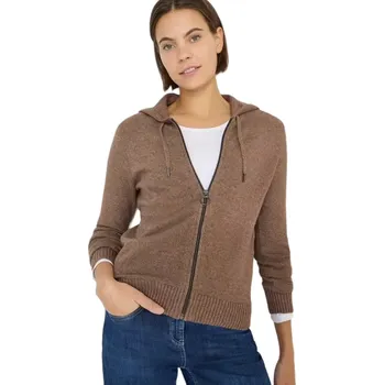 Dámská mikina Dámská pletená mikina na zip s kapucí Cecil 254103 oříšek velikost M