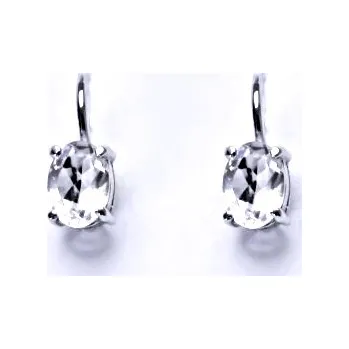 Náušnice Zlaté náušnice, bílé i žluté zlato, přírodní křišťál 7x5 mm - NK 1246 (Zlaté náušnice s křišťálem)