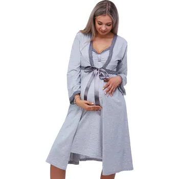 Dámská noční košile Mateřský komplet na kojení 1G0178 šedá xxl