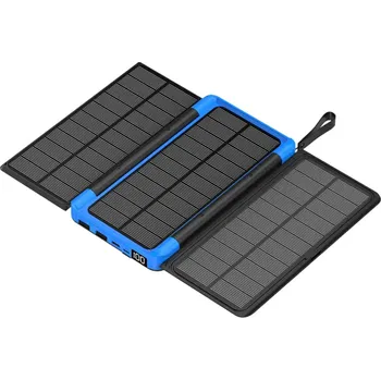 Powerbanka Skládací Solární 20000mAh Bezdrátová Powerbanka - Modrá
