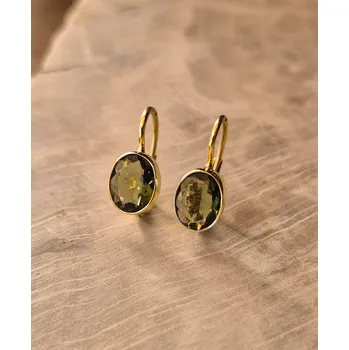 Náušnice Vltavín Moldavite Zlaté náušnice s vltavínem P20 0040