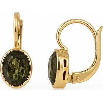 Náušnice Vltavín Moldavite Zlaté náušnice s vltavínem - ovál P20 0034