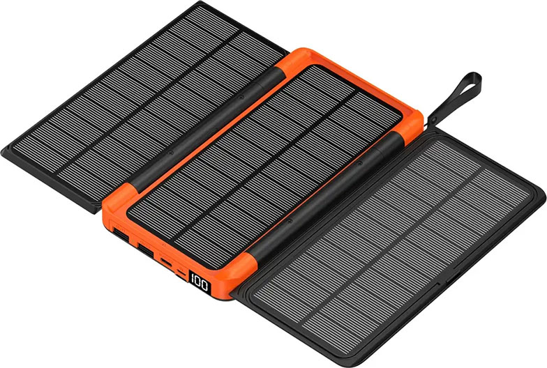Skládací Solární 10000mAh Bezdrátová Powerbanka - Oranžová