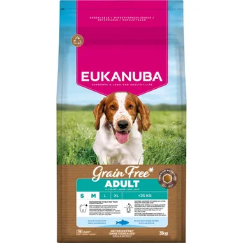 Krmivo pro psa 3kg Eukanuba Grain Free Adult Small & Medium s mořskými rybami granule pes