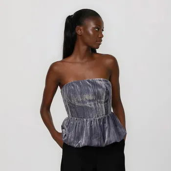 Dámská halenka Reserved - Velurová halenka - tmavě šedá - ZQ814-90X - ZQ814-90X-M