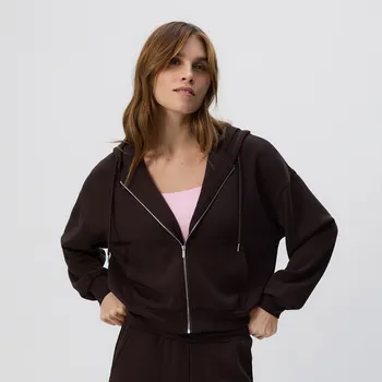 Dámská mikina Reserved - Mikina oversized - tmavě hnědá - 688GA-89X - 688GA-89X-XXL