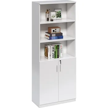 Policová skříň Vysoká kancelářská skříň Houseland Prime Neo 01 80 cm bílá