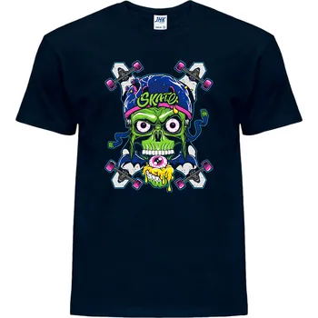 Pánské tričko panske_levne_tricko_potisk_Skull_Skate Barva: Navy - tmavě modrá, velikost: S