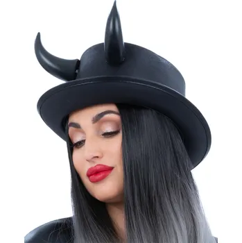 Karnevalový kostým SmiffysČerný cylindr s rohy - Fever Deluxe