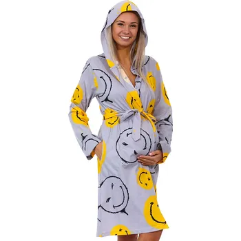 Dámský župan Žlutý i šedý župan do porodnice na kojení - SMAJLÍCI 1G0471 žlutá xxl