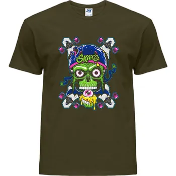 Pánské tričko panske_levne_tricko_potisk_Skull_Skate Barva: Khaki, velikost: XXL