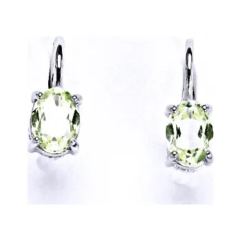 Náušnice Zlaté náušnice ,bílé i žluté zlato , zirkon chryzolit 7x5 mm - NK 1246 (Zlaté náušnice se zirkonem)