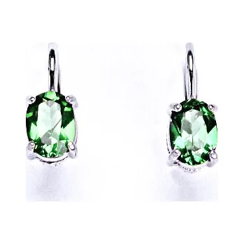 Náušnice Zlaté náušnice, bílé i žluté zlato, zirkon emerald světlý 7x5 mm - NK 1246 (Zlaté náušnice se zirkonem)