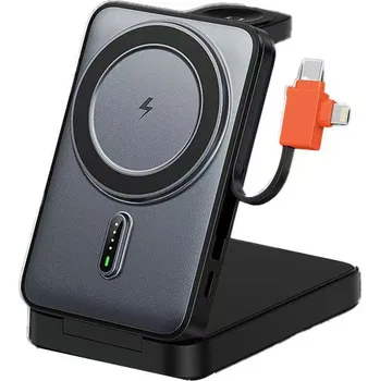 Powerbanka Skládací Magnetická Powerbanka 10000mAh 3v1 - Černá