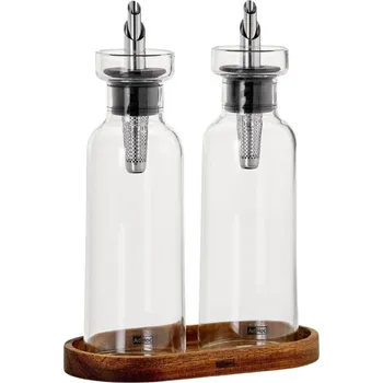 Nádoba na olej a ocet AdHoc, Dávkovače na olej nebo ocet Aroma Pour, 300 ml, průhledné, s podstavcem, 3 díl. - Formadore