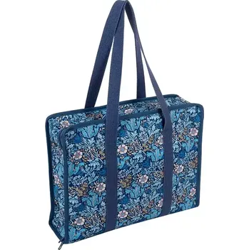 Organizér galanterie Kufřík na šití, pletení a háčkování přes rameno - Modré květy (Craft bag : all in one Woodblock Floral)