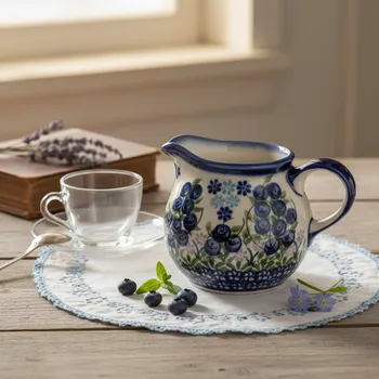 Konvička na mléko Mléčnice / džbán Ceramika Bolesławiecka Kalich 200 ml - dek. D - Jagódka