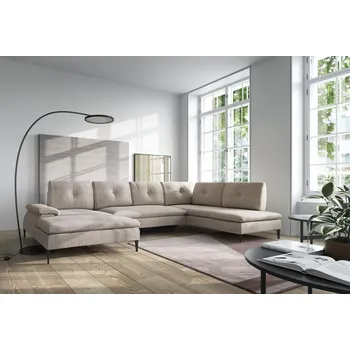 Sedací souprava PCo Rohová sedací souprava ZORO U2, 350 cm Barva látky: BUBBLE 04 (Světlá hnědá), Roh pohovky: Levý roh