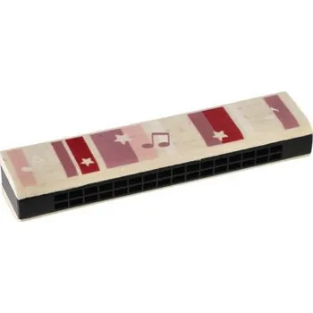 Hudební nástroj pro děti Teddies Harmonika dřevěná 13 cm Červená