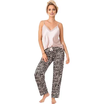 Dámské pyžamo Pyžamo Sheila s dlouhými nohavicemi barva: Černo-béžová (Nero- beige), Velikost: XL