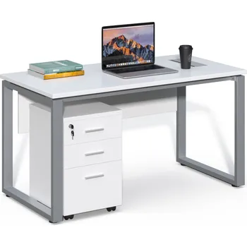 Psací stůl Kancelářský stůl s kontejnerem Houseland Prime Home 02 A 140 cm bílý