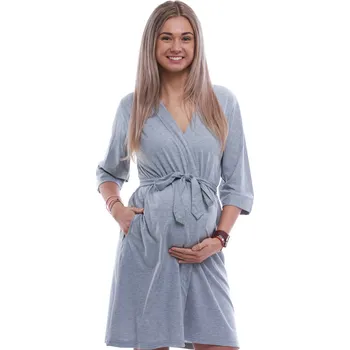 Dámské noční prádlo Šedý lehký župan do porodnice na kojení 1G0671 šedá xxxl
