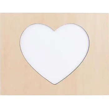 Rám na obraz Fotorámeček překližka obdélník 25 x 19 cm - výřez srdce sublimace termotransfer