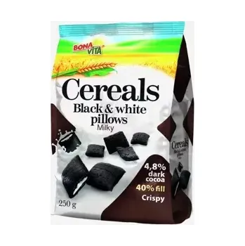 Cereální polštářky Black white pillows s mléčnou náplní 250 g