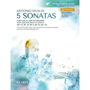 5 Sonatas for violin and keyboard - Instructional edition with notes on performance style and practice edited by Cinzia Barbagelata 1196491