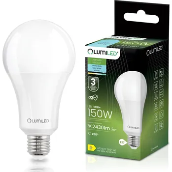 Žárovka LED žárovka E27 A70 18W = 150W 2430lm 6500K Cold 260° LUMILED