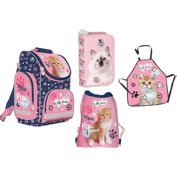 Školní batoh Zvýhodněná školní sada set Kočka 4 ks ERGONOMICKÝ BATOH aktovka My Little Friend CAT kočka 02