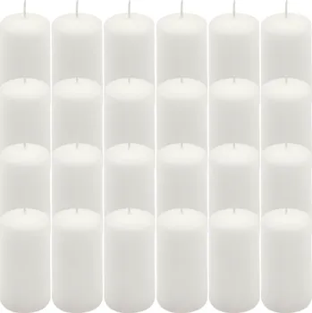 Svíčka Bílá parafínová svíčka 10 cm, 20 h hoření, 24ks