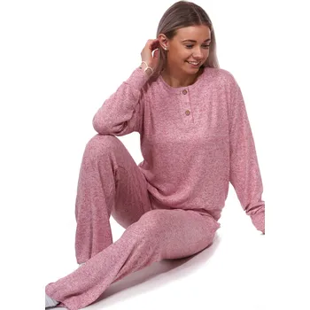 Dámské noční prádlo Dámské pyžamo, luxusní, teplé, malinové, pružné s knoflíky u krku 1TB0095 růžová m