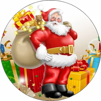 Jedlá dekorace na dort Jedlý papír Santa s dárky 19,5 cm