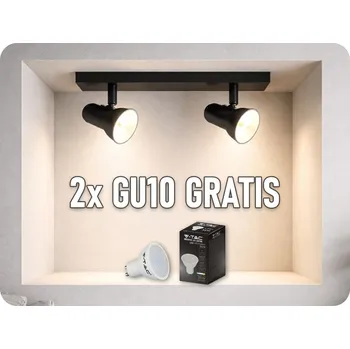 Osvětlení LED stropní interiérové ​​svítidlo 2xGU10, RIO, černé [AD-OP-6430BGU10] + 2x GU10 žárovka zdarma! Neutrální bílá
