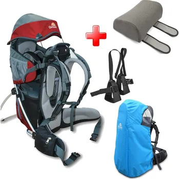 Corazon Panda + Stupačky + Pláštěnka + Opěrka hlavy dětské nosítko kompletní set - Červená