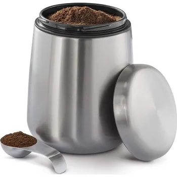 Jídlonosič Dóza na kávu z nerezové oceli 500 g (vzduchotěsná nádoba z nerezové oceli včetně magnetické odměrky