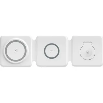 W-126 3v1 skládací bezdrátová nabíječka pro iPhone / Apple Watch / AirPods - 15W - bílá