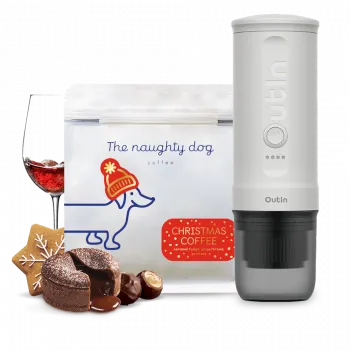 Příprava kávy The naughty dog vánoční edice Outin set - Pearl White