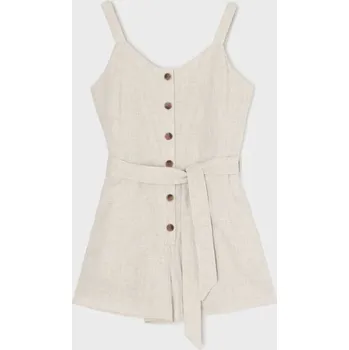 Dámská móda Sinsay - Bavlněný letní overal s ozdobnými knoflíky - béžová - 6908J-02X - 6908J-02X-XS
