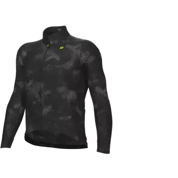 cyklistický dres ALÉ Cyklistický dres s dlouhým rukávem zimní - SPRAY - černá XL