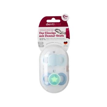 dudlíky Dentistar ortodontické dudlíky 0-6 měsíců, modré