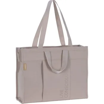 Přebalovací taška LÄSSIG Green Label Tote Up Bag 2024 taupe (Tote Up Bag německé značky LÄSSIG je dalším z produktů vyznačující se vysokou kvalitou, odolností materiálů a praktičností. Vysoký důraz je kladen také na ekologii. Přebalovací taška v jednoduchém designu byla vy