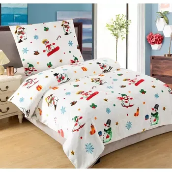 Povlečení JAHU Winter Sport sněhuláci 135 x 200, 70 x 90 cm zipový uzávěr