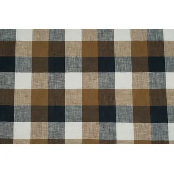 Lněné plátno káry, lehké, hnědo-bílé, 0.5m, sartor.cz